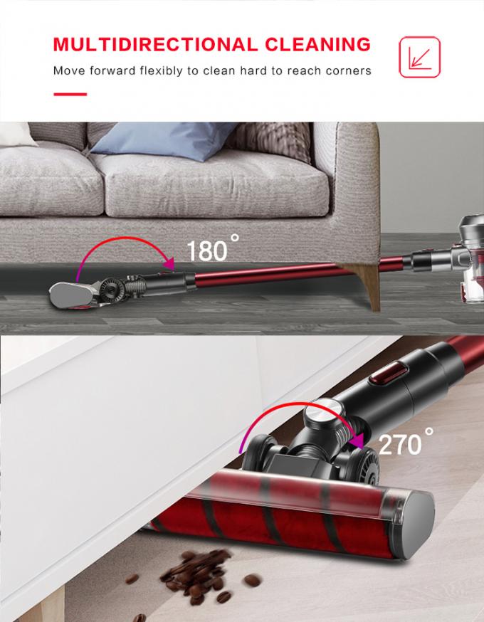 220W 25.9V Cordless Bagless Vacuum Cleaner , 2 In 1 Stick Vacuum Cleaner