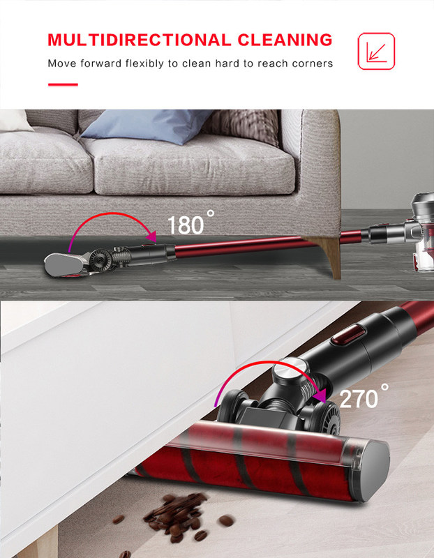 Brushless Motor 220W 22KPa Powerful Cordless Vacuum Cleaners